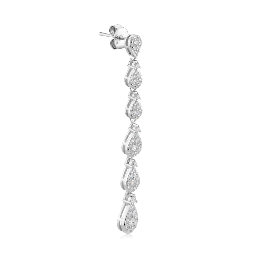 Argento Silver Crystal Teardrop Drop Earrings