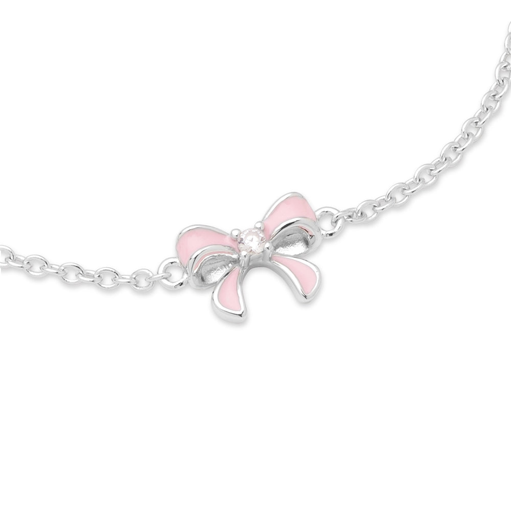 Argento Kids Pink Enamel Bow Bracelet