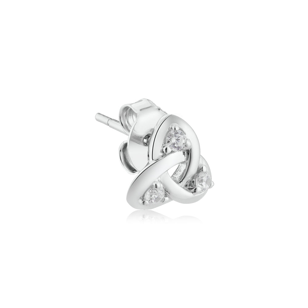Argento Silver Crystal Celtic Knot Stud Earrings