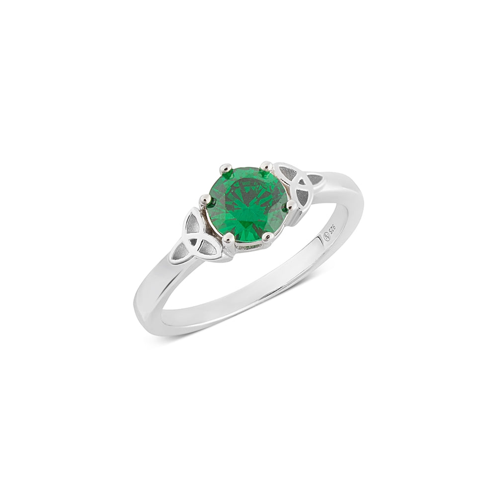 Argento Silver Emerald Celtic Ring