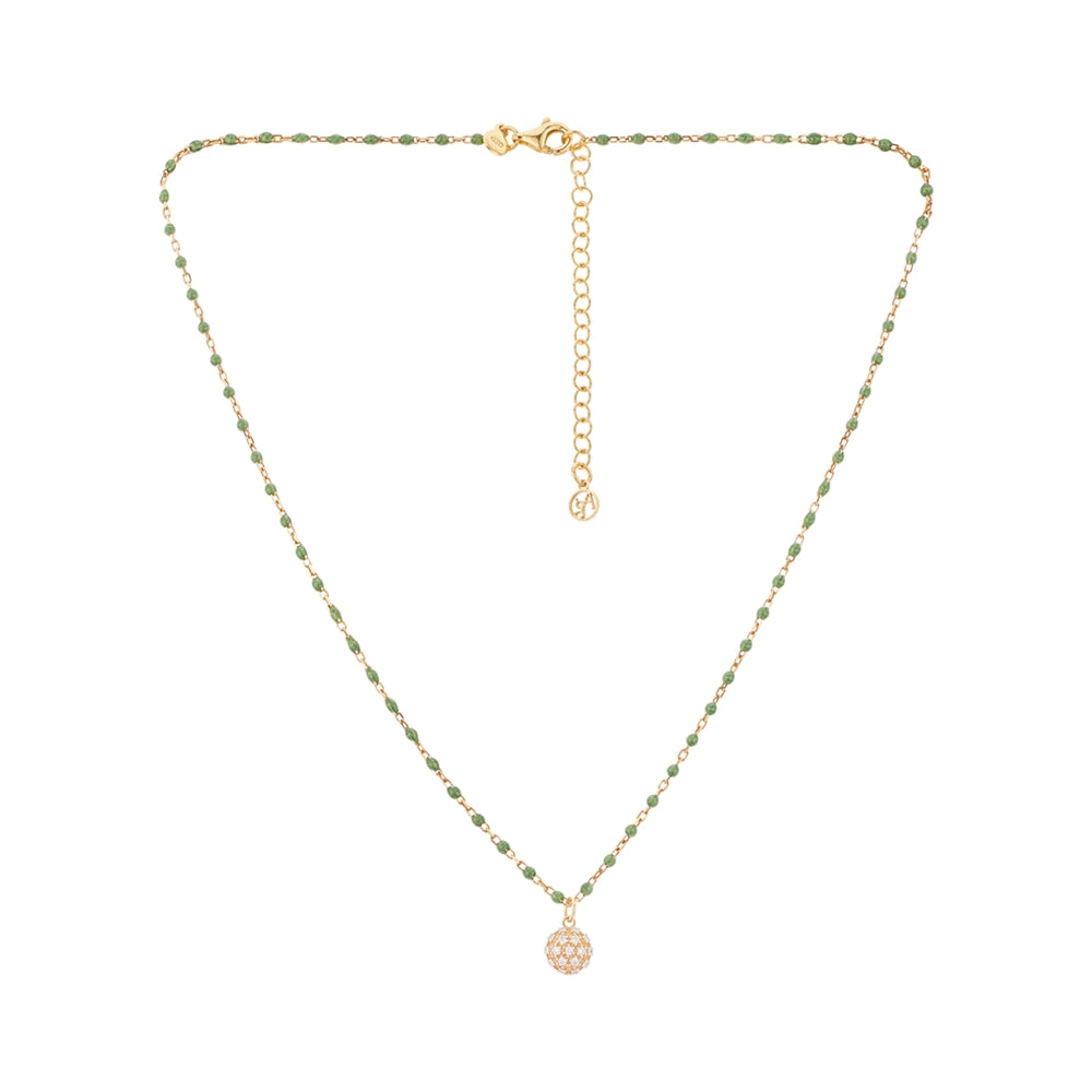 Argento Gold Green Beaded Ball Statement Necklace