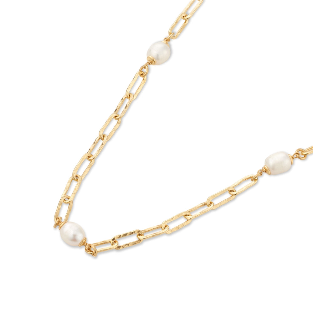 Argento Gold Multi Pearl Chain Statement Necklace