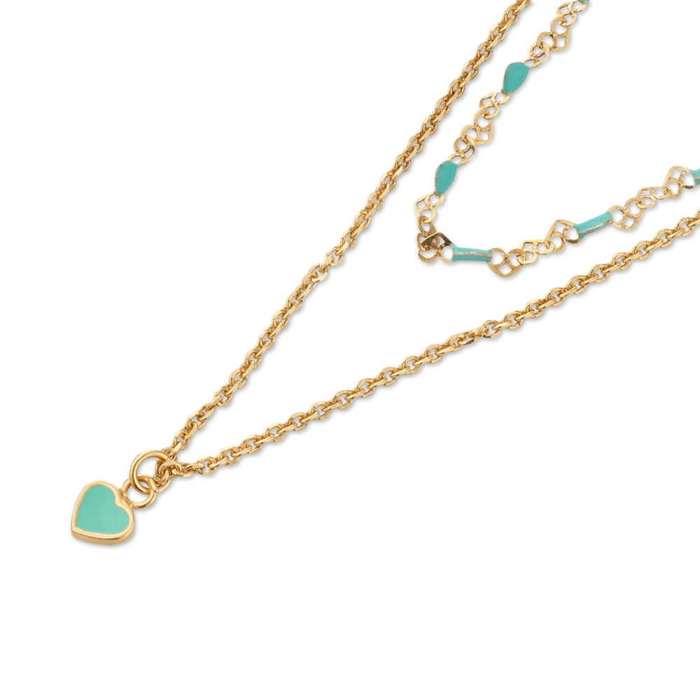 Argento Gold Turquoise Heart Chain Necklace