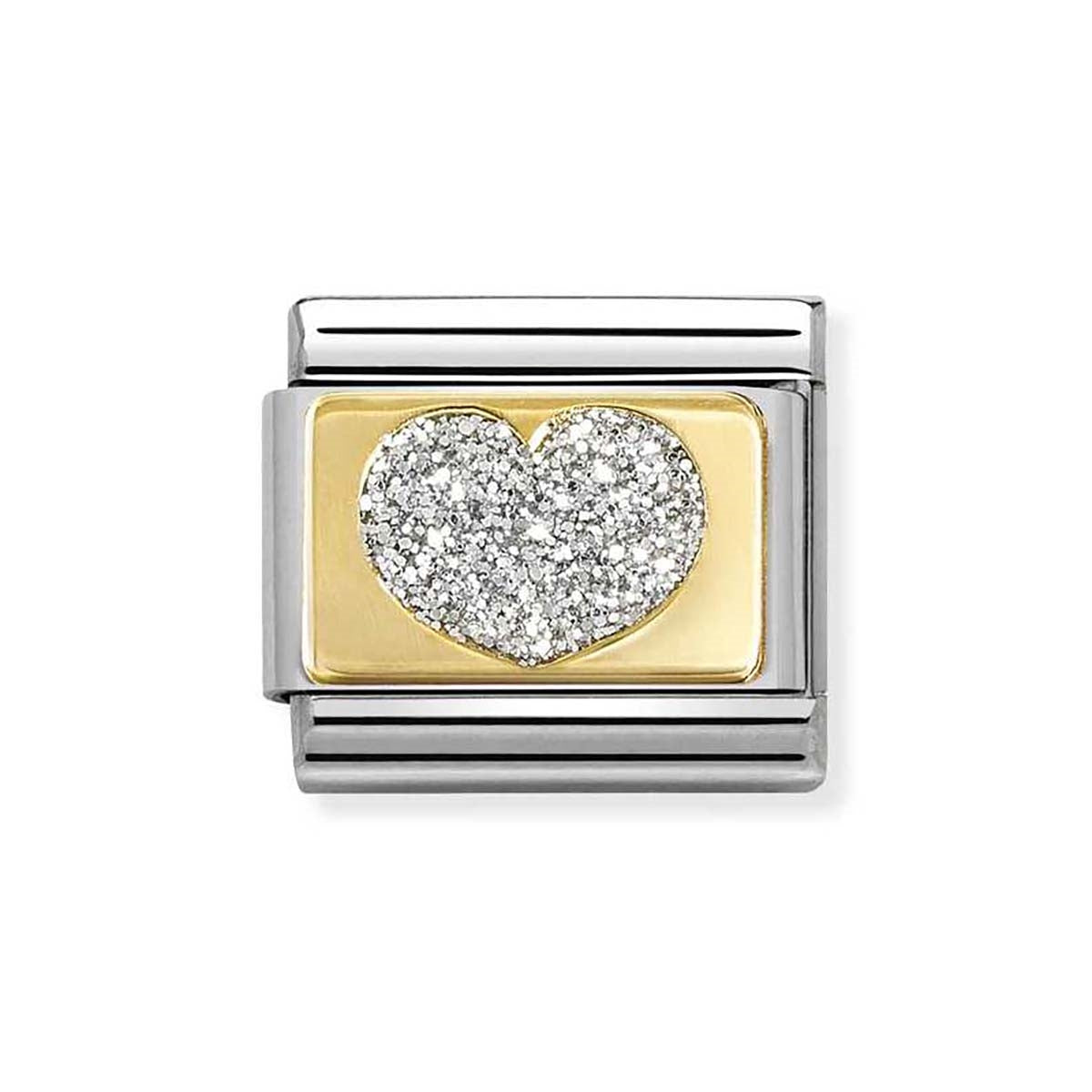 Nomination Glitter Gold Silver Heart Charm