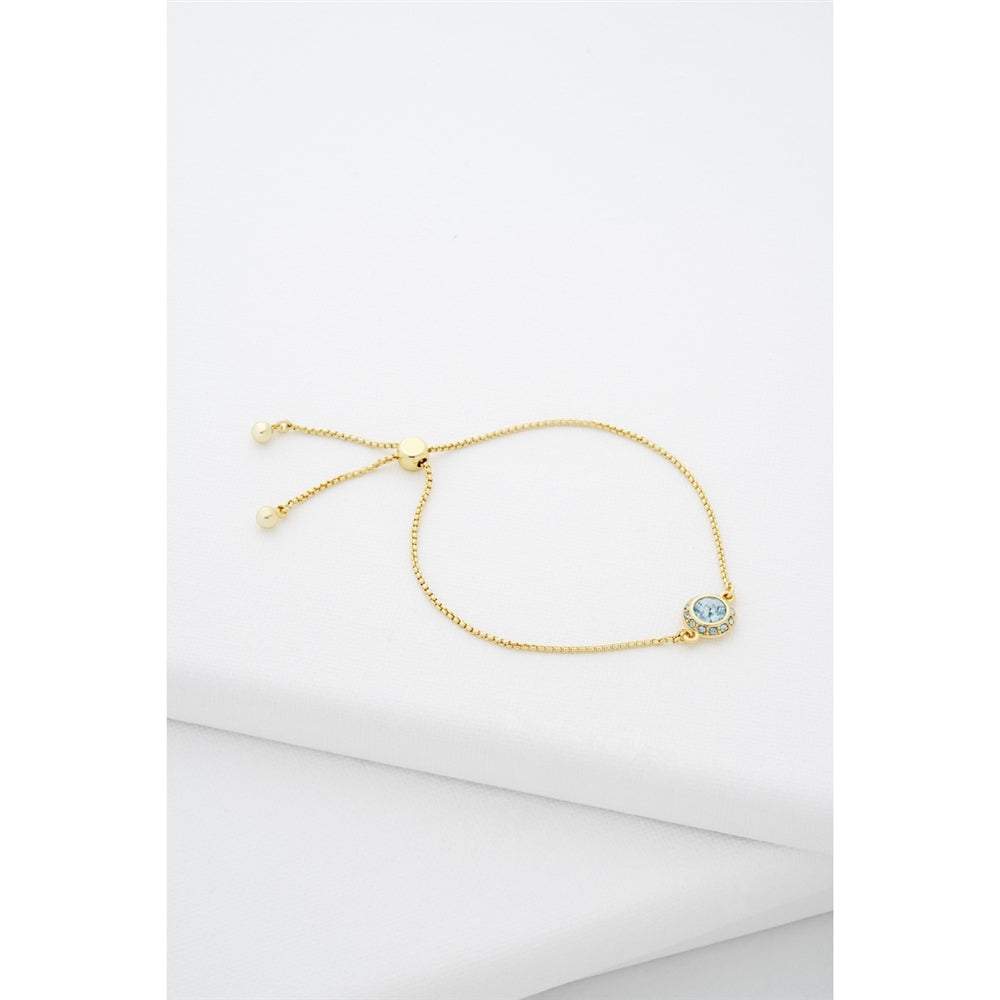 Ted Baker Gold Soleta Solitaire Sparkle Halo Aqua Slide Bracelet