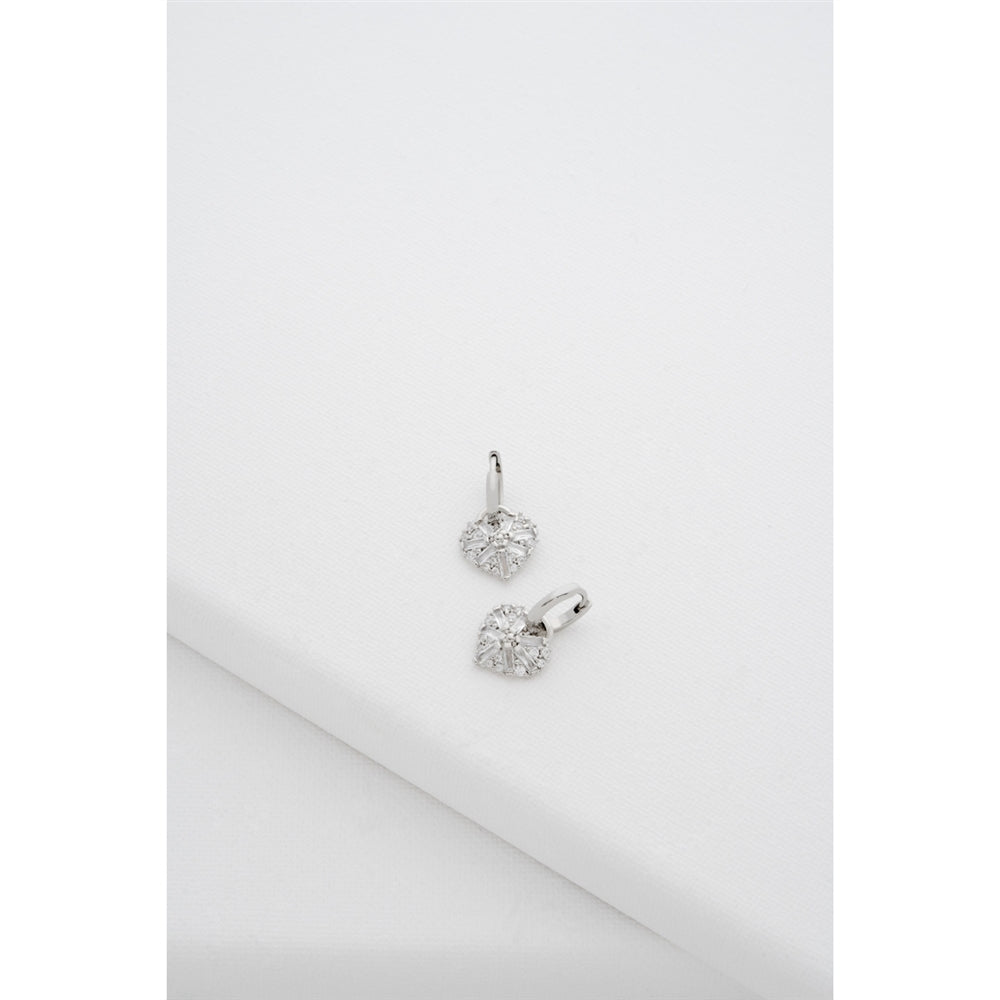 Ted Baker Silver Cherise Crystal Cluster Heart Huggies
