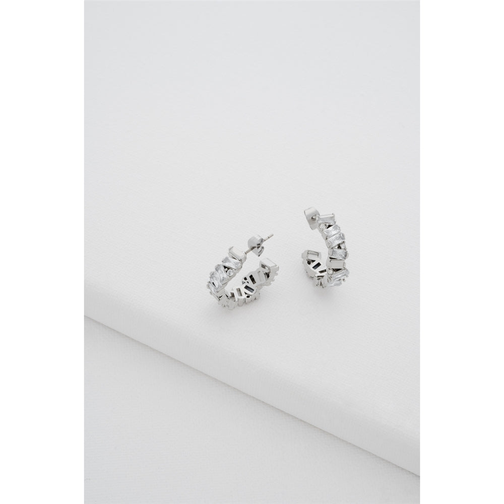 Ted Baker Silver Clarence Crystal Cluster Hoops