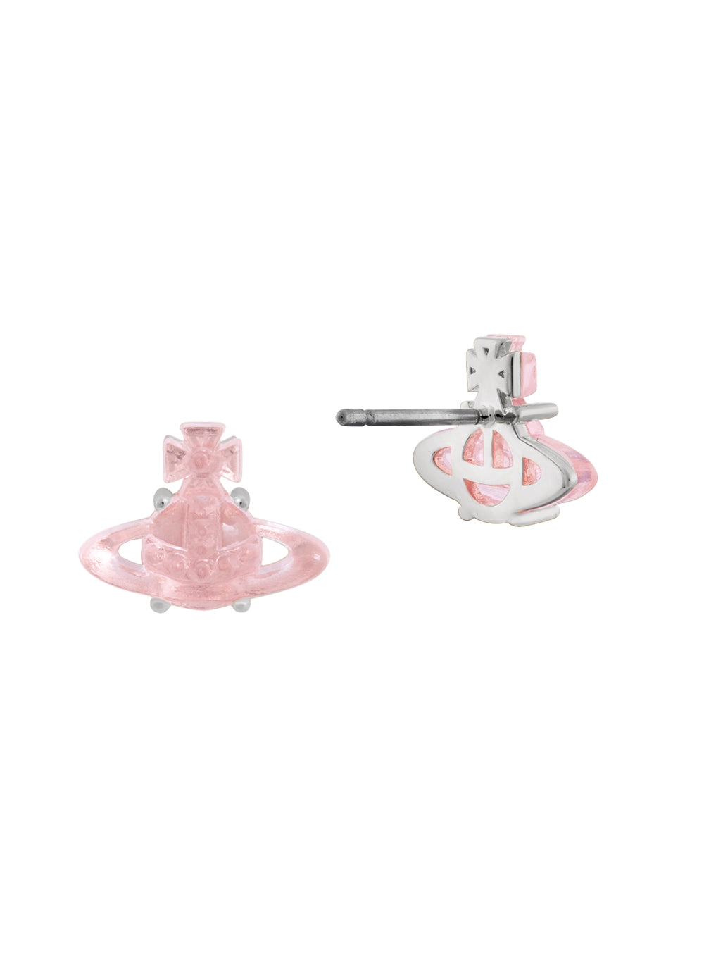 Vivienne Westwood Silver Tammy Pink Crystal Stud Earrings