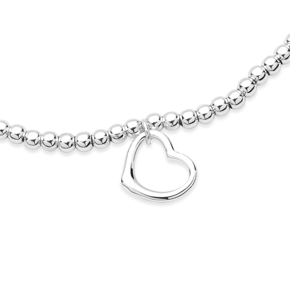 Karma Silver Open Heart Stretch Bracelet