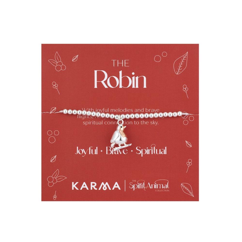 Karma Silver Robin Stretch Bracelet