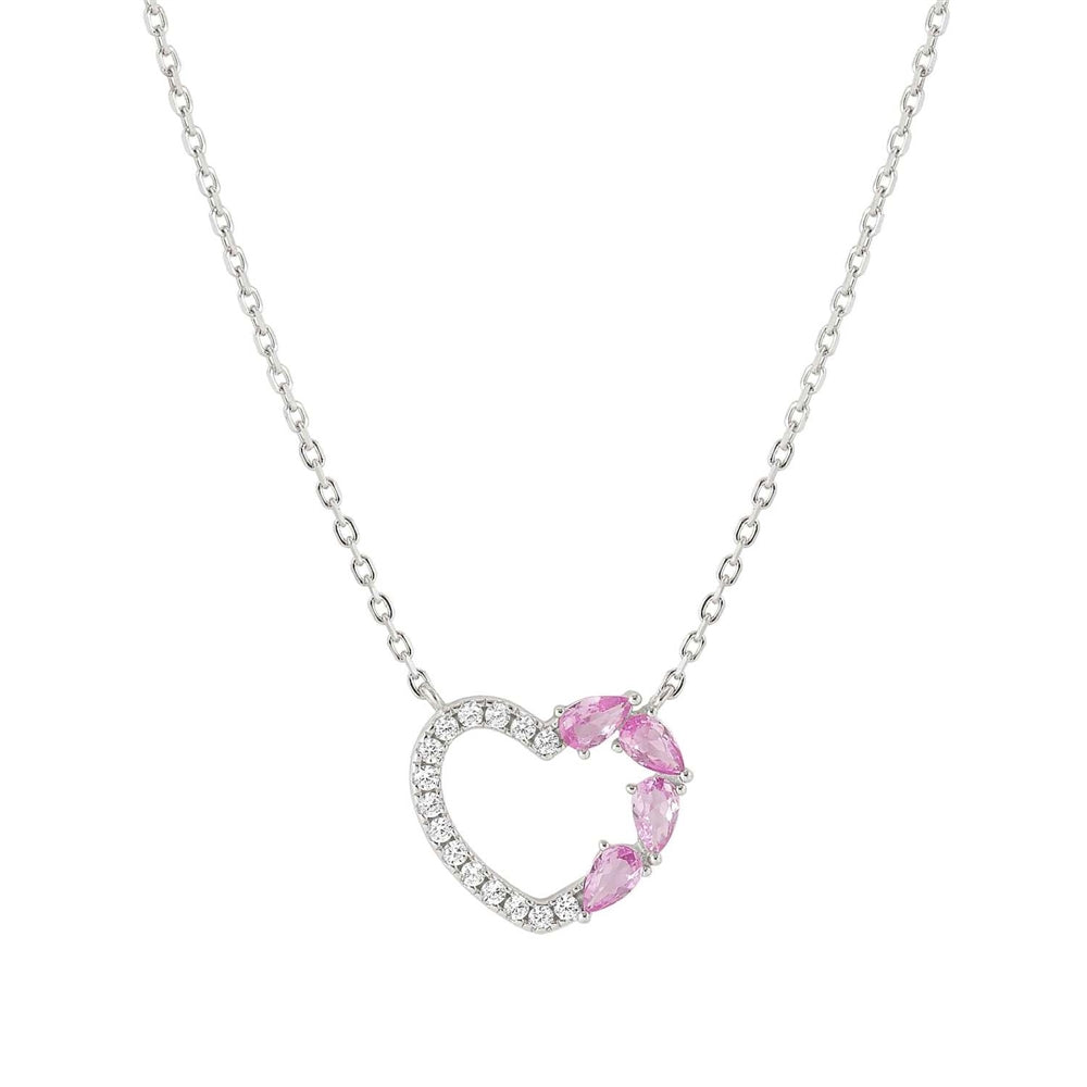 Nomination Silver Pink Crystal Heart Necklace