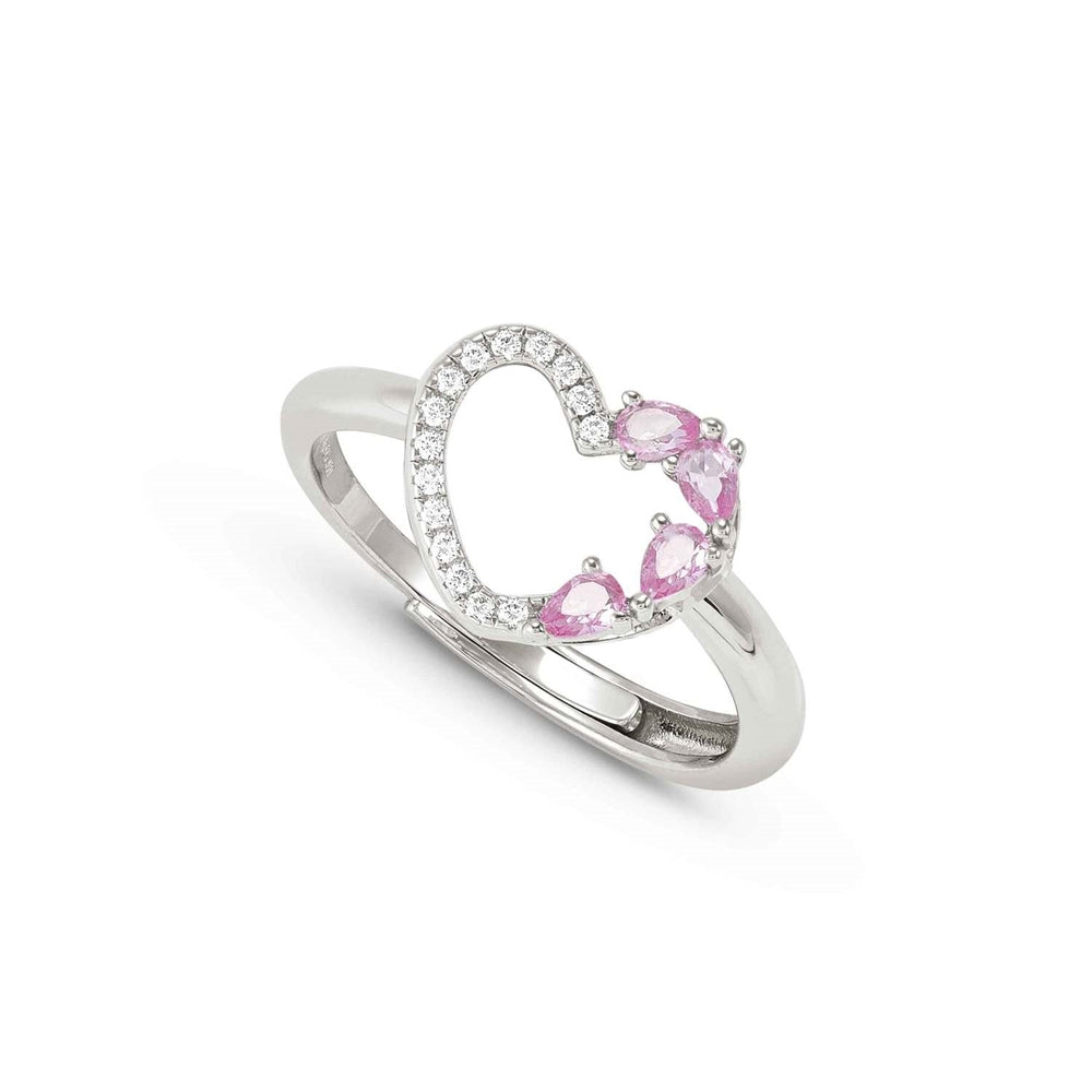 Nomination Silver Pink Crystal Heart Adjustable Ring