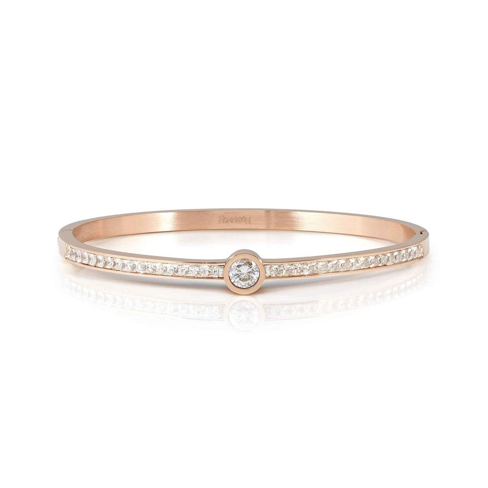 Nomination Pretty Bangles Rose Gold White Circle Crystal Small Bangle