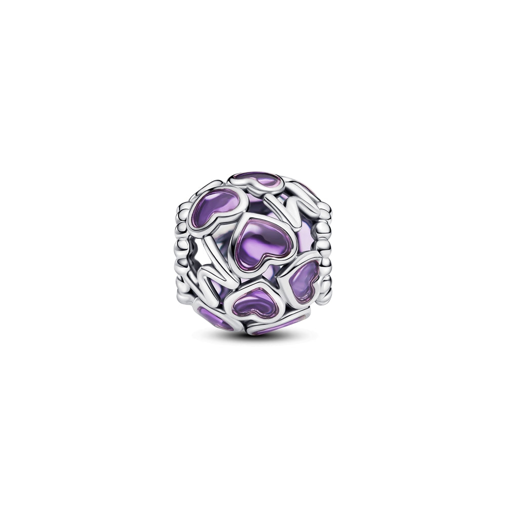 Pandora Silver Mum Purple Hearts Charm