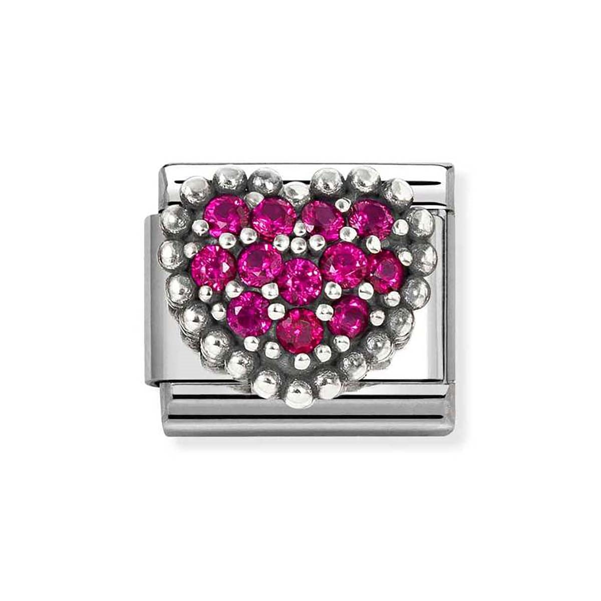 Nomination Pink Crystal Raised Heart Charm