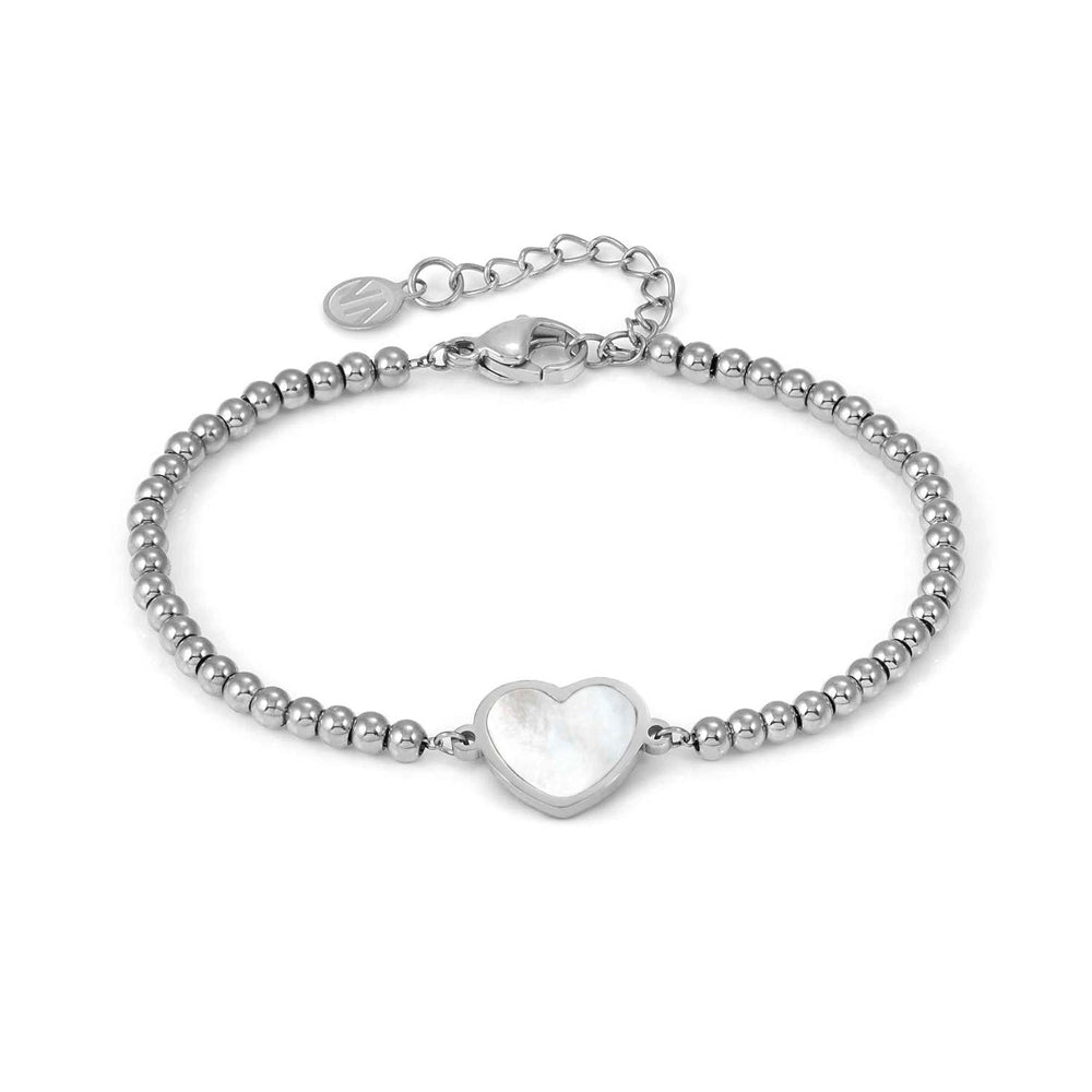 Nomination Emosfere Mother of Pearl Heart Beaded Stainless Steel Bracelet