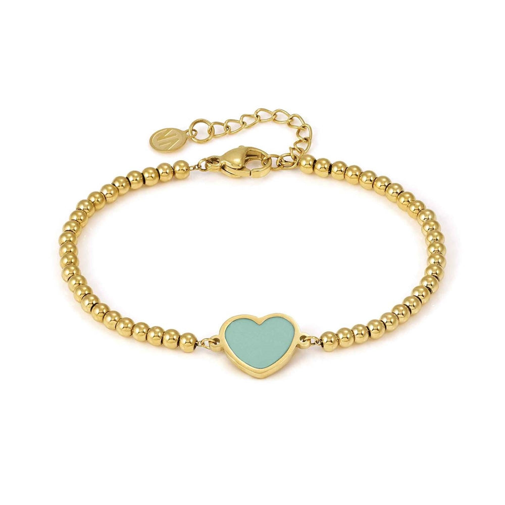 Nomination Emosfere Gold Green Heart Beaded Stainless Steel Bracelet