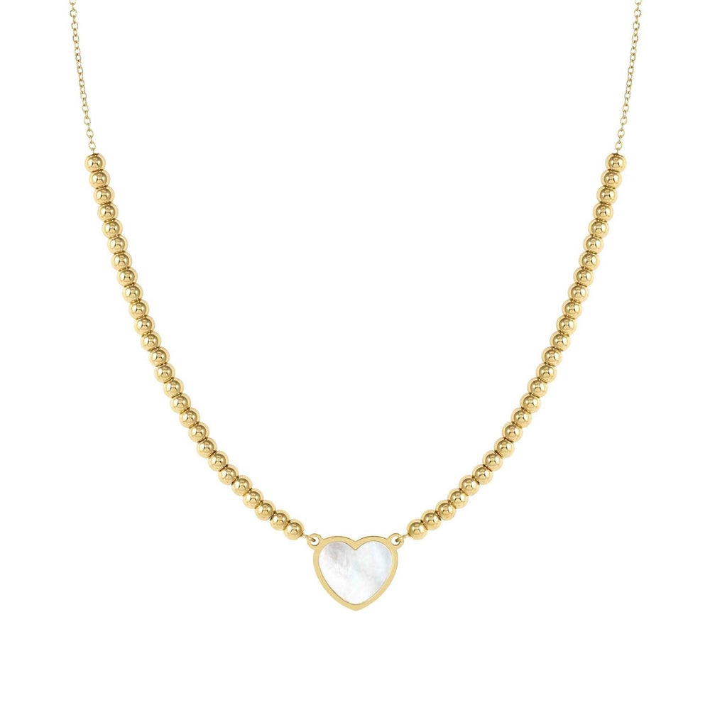 Nomination Emosfere Gold Mother of Pearl Heart Beaded Stainless Steel Necklace