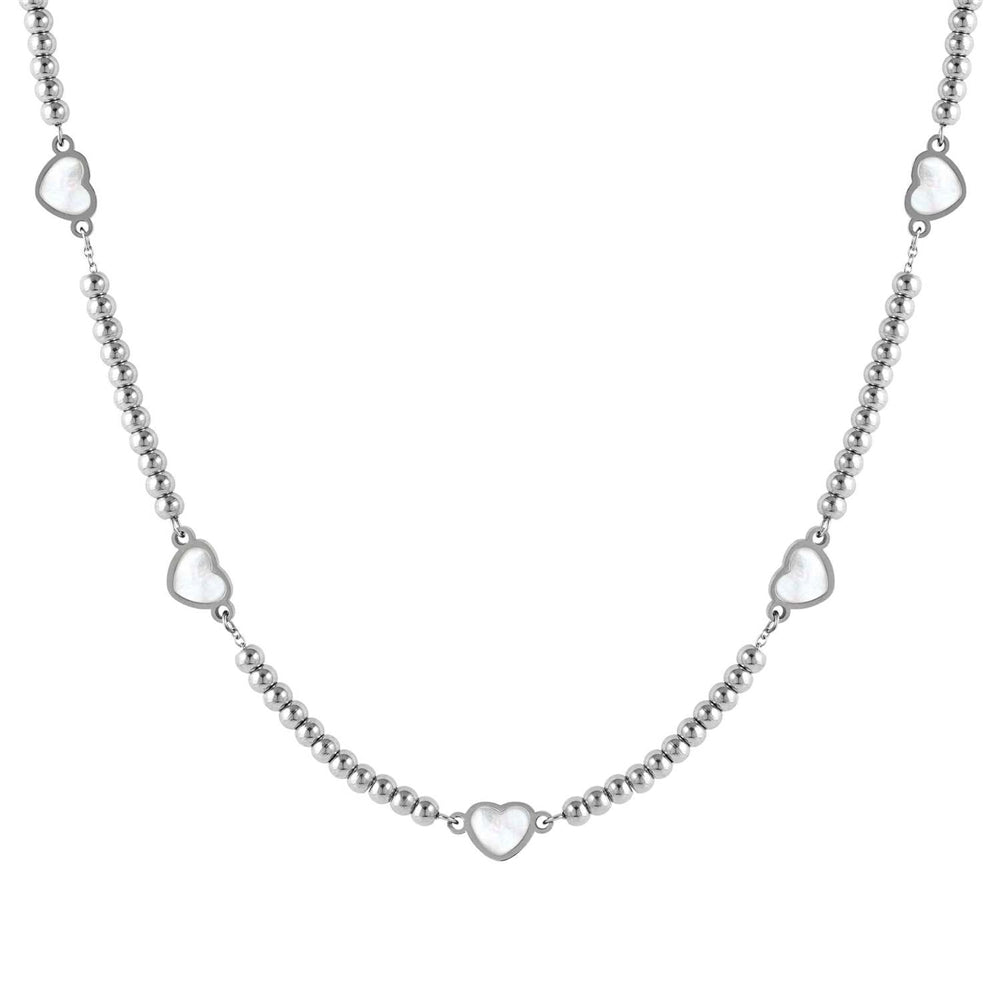 Nomination Emosfere Five Mother of Pearl Heart Beaded Stainless Steel Necklace