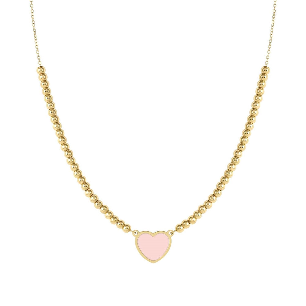 Nomination Emosfere Gold Pink Heart Beaded Stainless Steel Necklace
