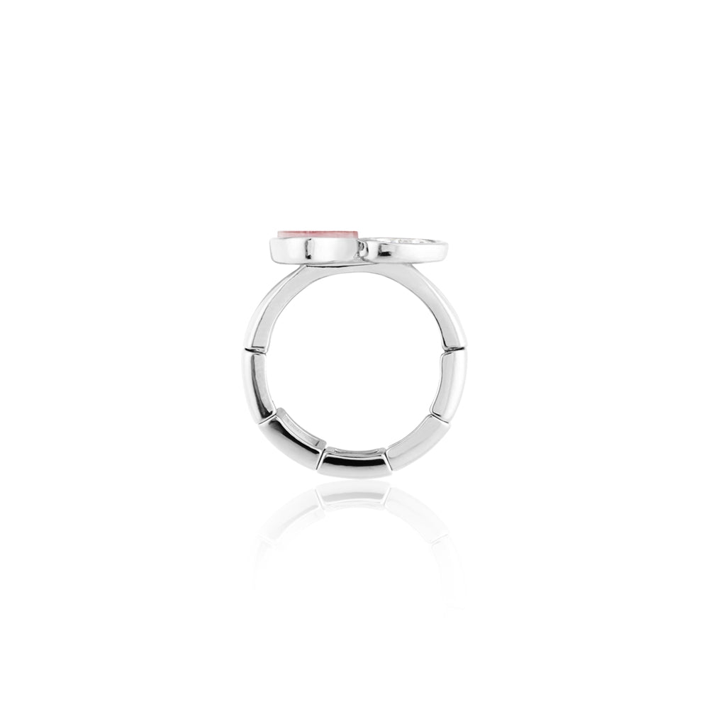 August Woods Silver Misty Rose Crystal Adjustable Ring