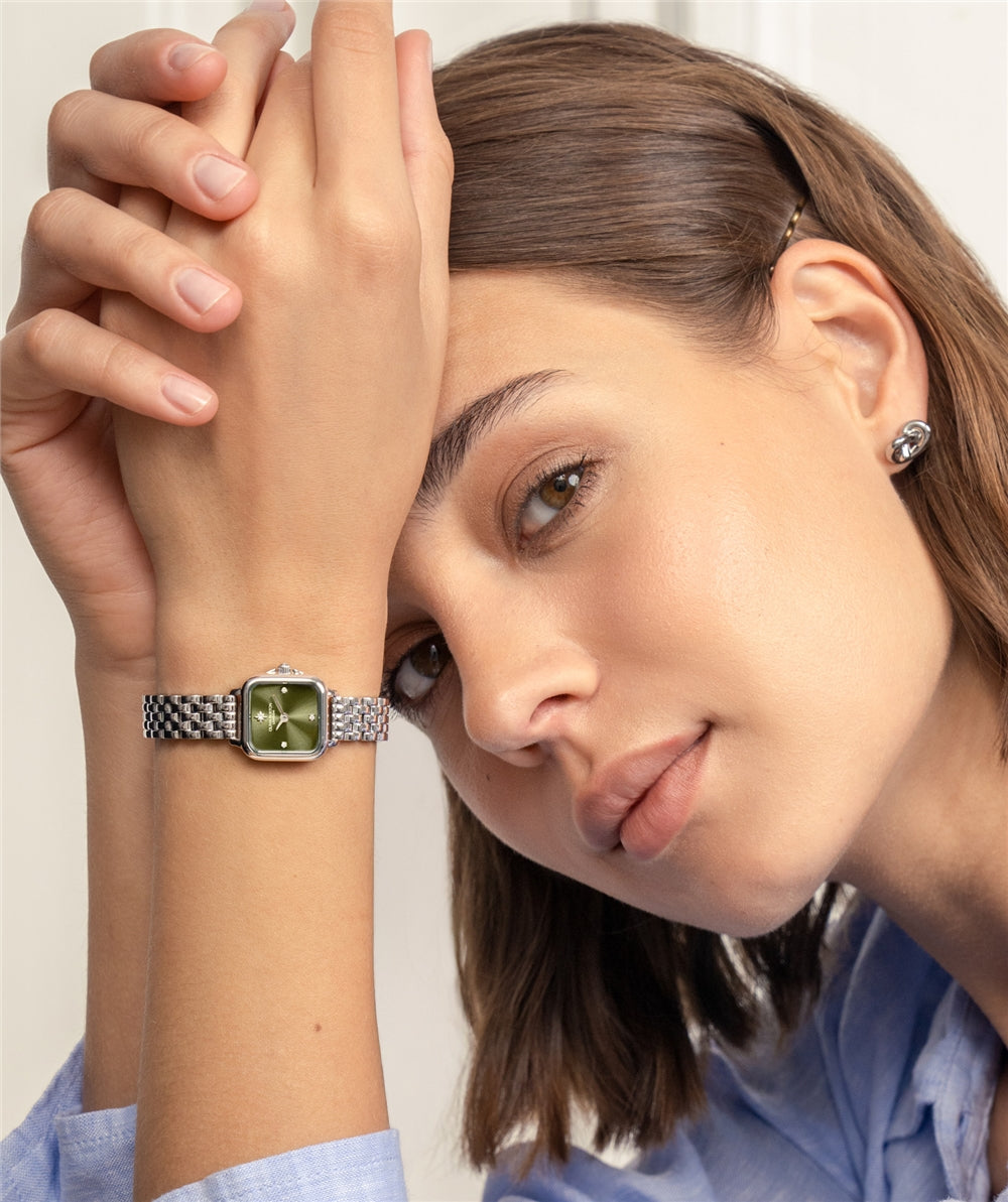 Olivia Burton Silver Grosvenor Mini Sage Watch