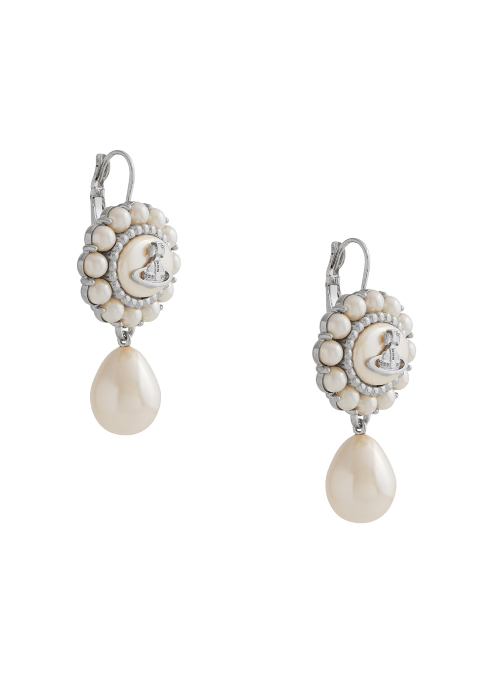 Vivienne Westwood Silver Amaya Halo Pearl Drop Earrings