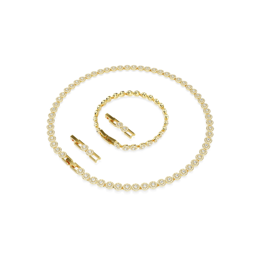 Swarovski Una Angelic Gold Plated Round Cut Necklace and Bracelet Set