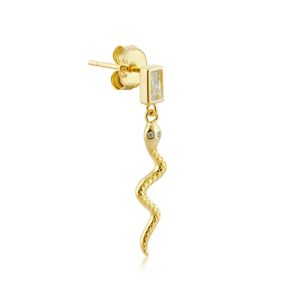 Argento Gold Crystal Snake Drop Earrings