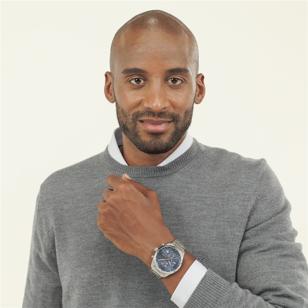 Boss Silver Blue Grand Prix 44 Watch