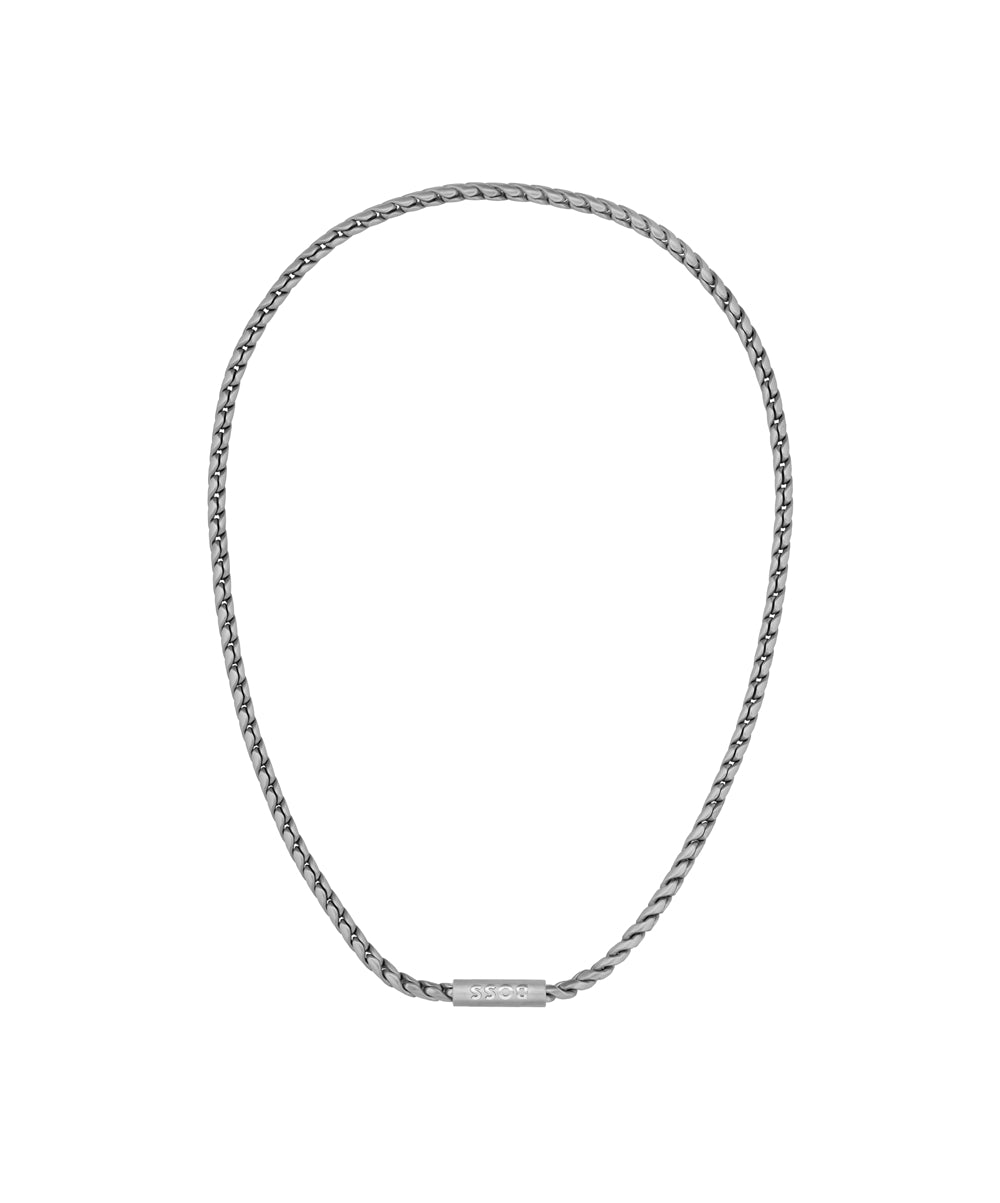 Boss Silver Doran Steel Braided Necklace