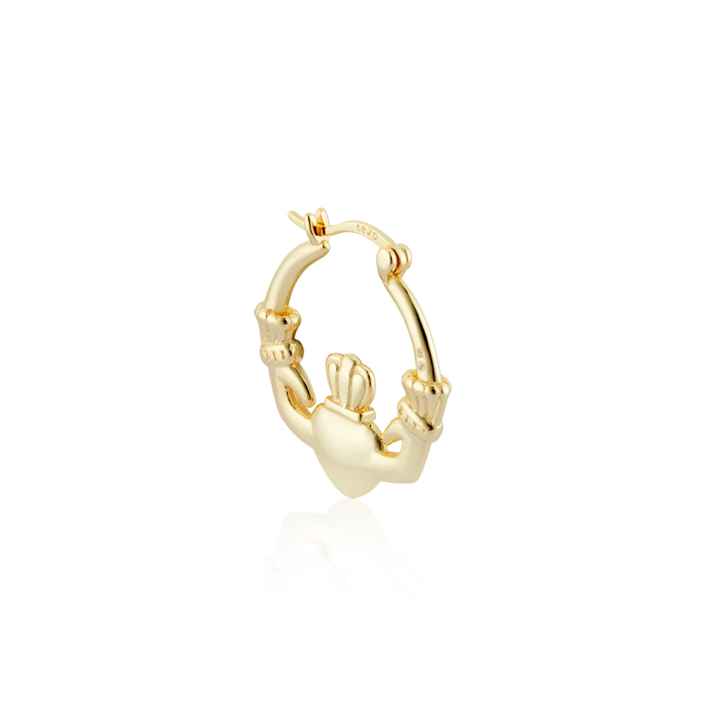 Argento Gold Claddagh Puffy Hoop Earrings