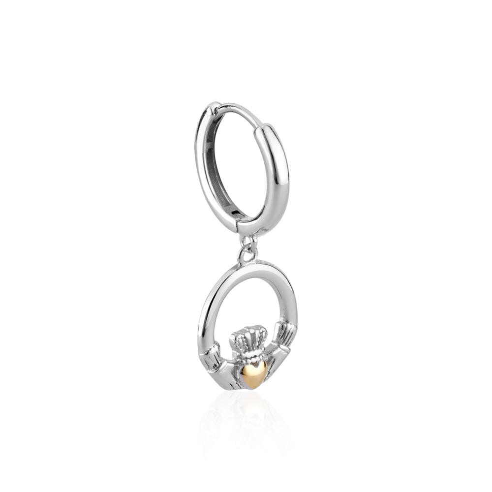 Argento Silver Heart of Gold Claddagh Hoop Earrings