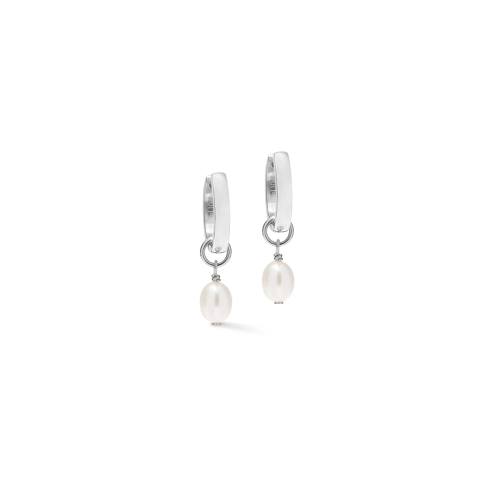 Coeur De Lion Silver Cosmic Pearls Hoop Earrings