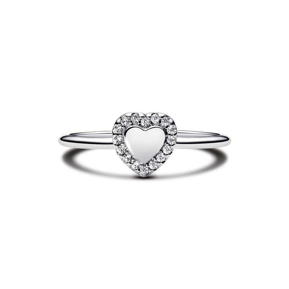 Pandora Silver Engravable Heart Halo Ring