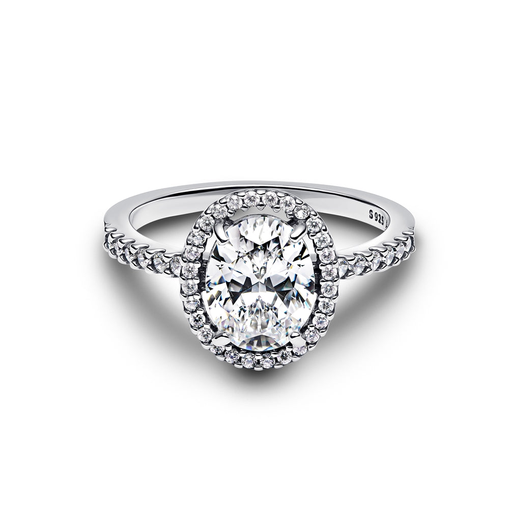 Pandora Silver Oval Sparkling Halo Statement Ring