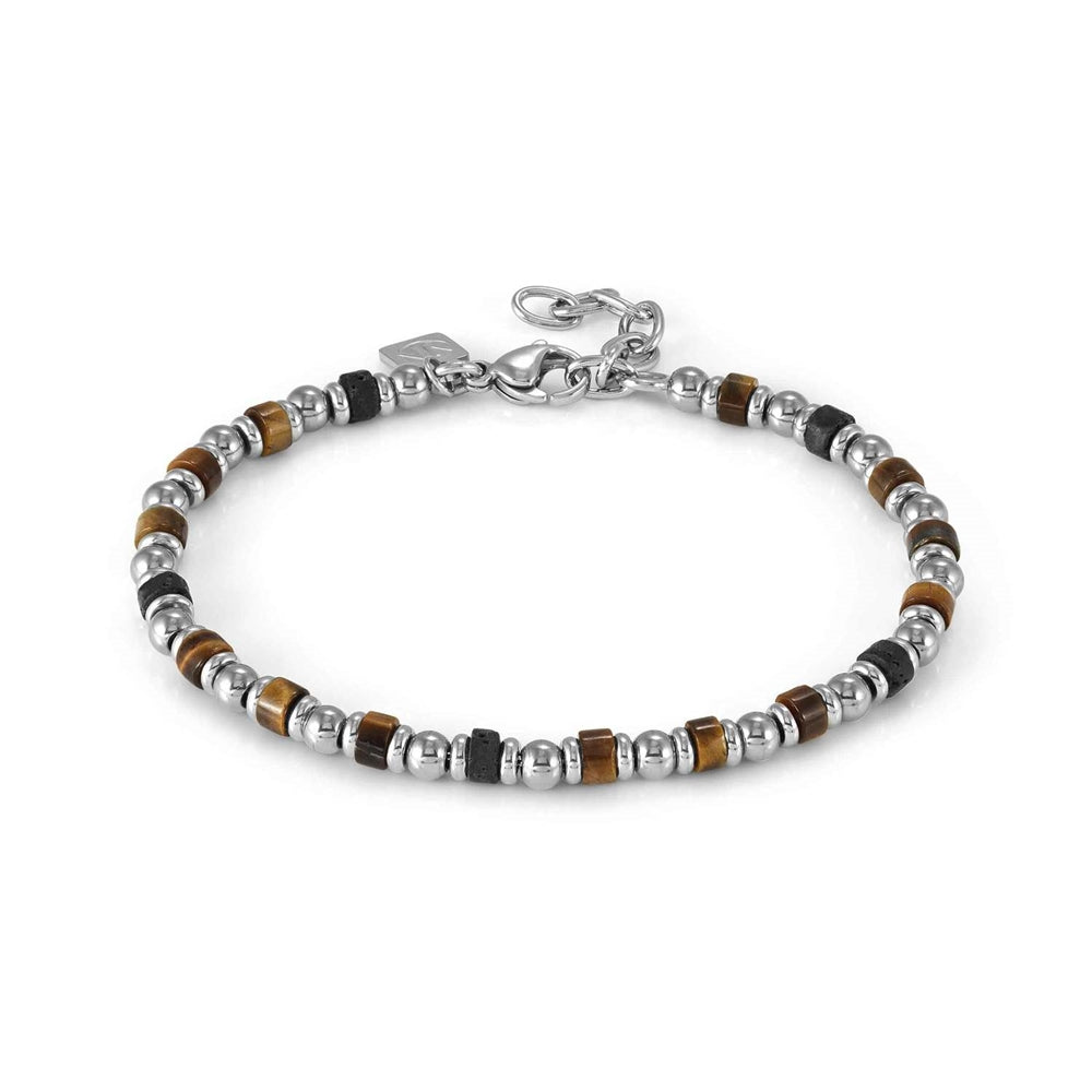 Nomination Instinct Style Sea Edition Tiger's Eye & Lava Stone Beaded Bracelet