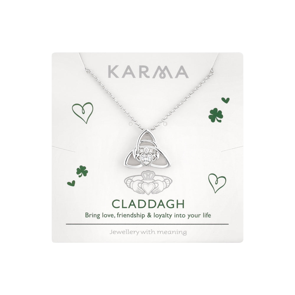 Karma Silver Claddagh Celtic Knot Necklace