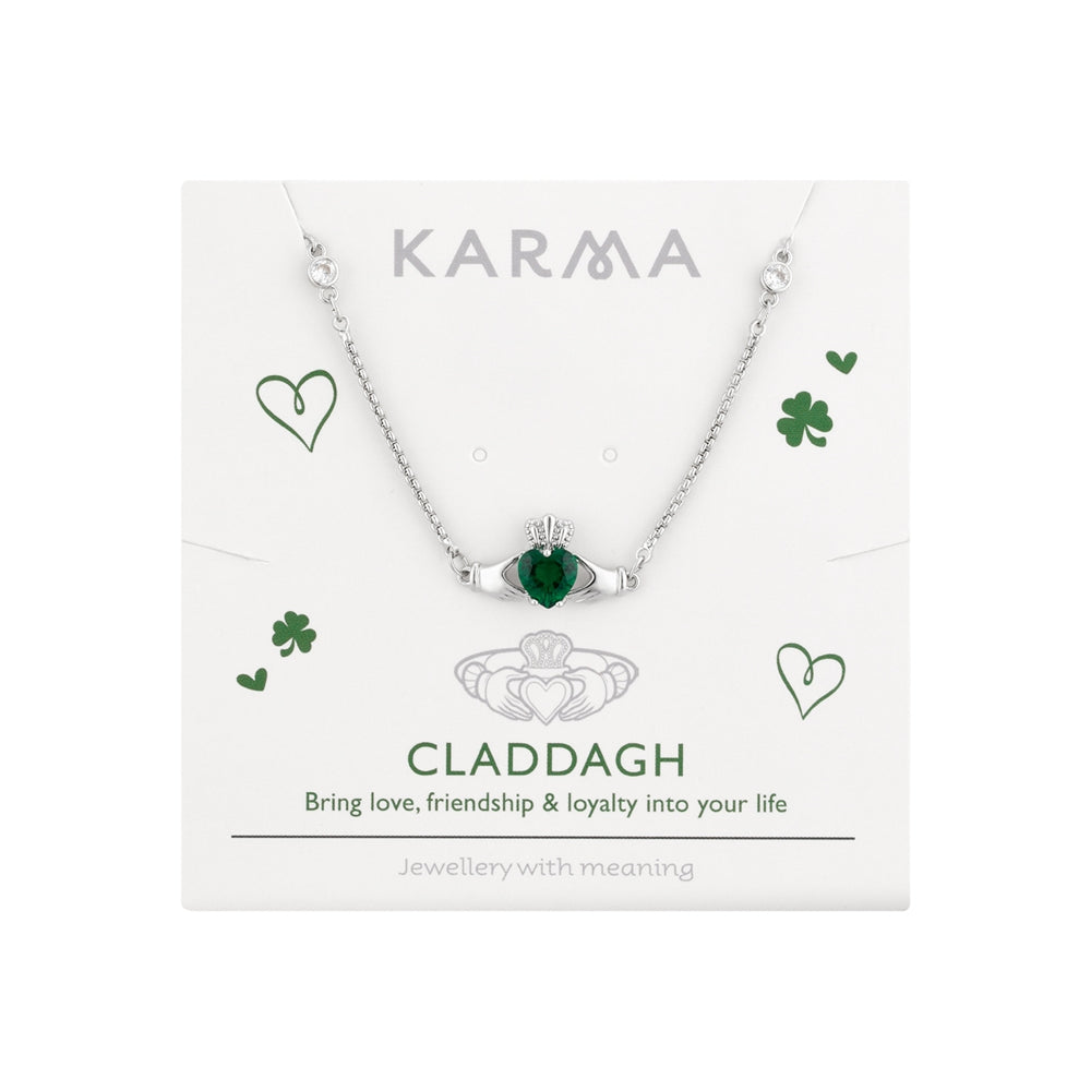Karma Silver Green Claddagh Pull Bracelet