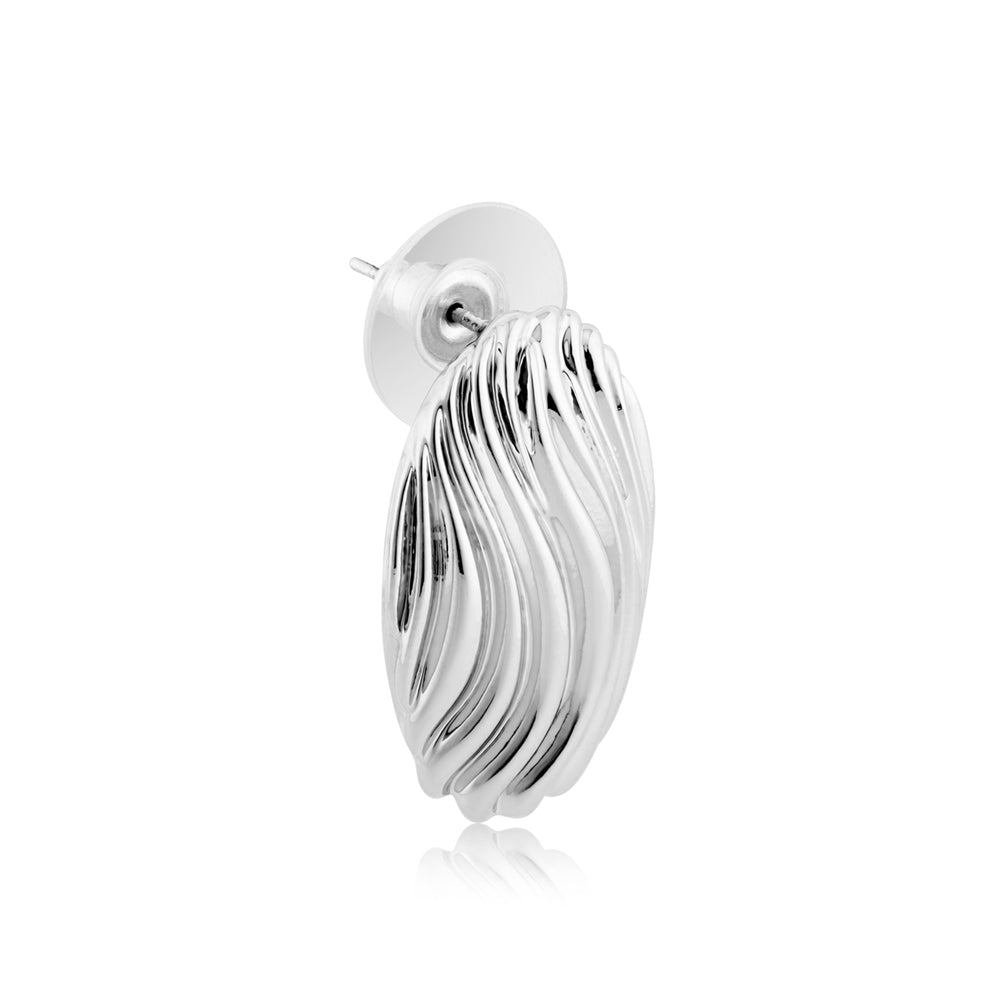 August Woods Silver Vintage Oval Stud Earrings