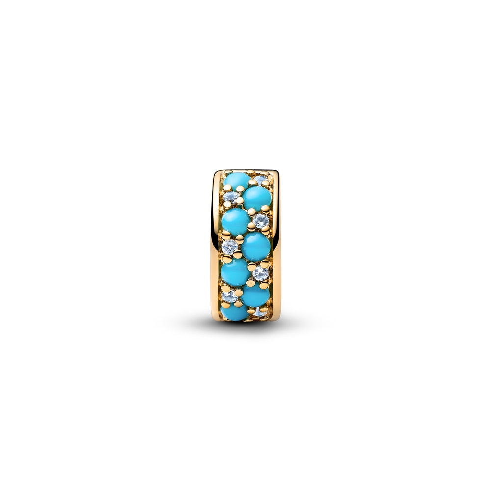 Pandora Gold Aqua Blue Clip Charm