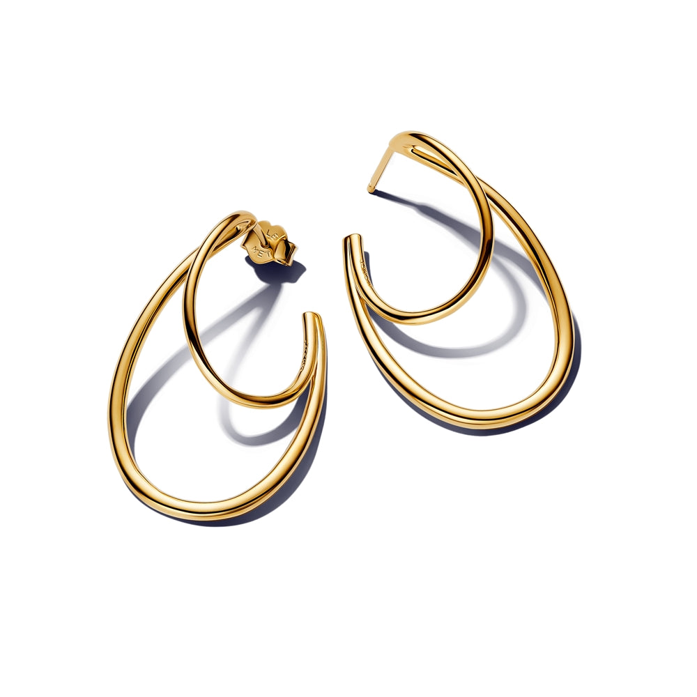 Pandora Gold Organically Shaped Double Hoop Earrings