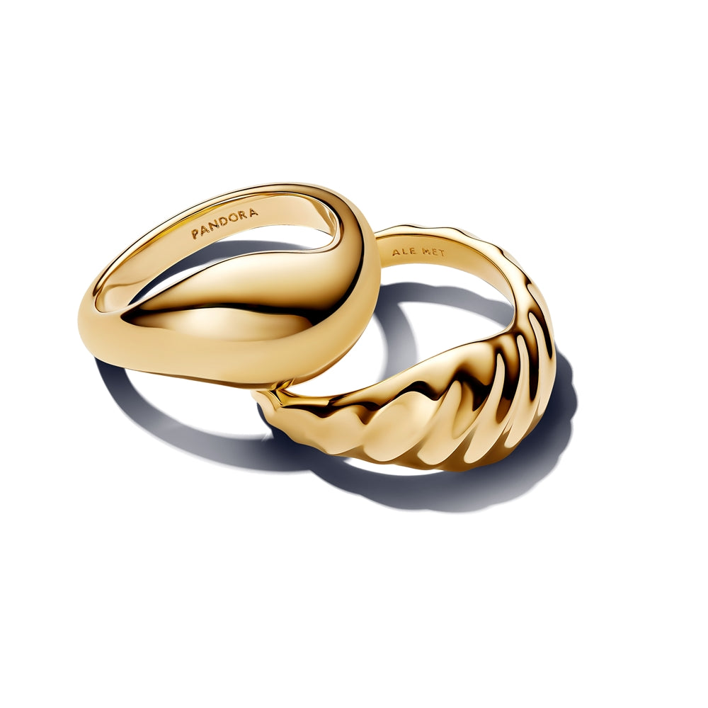 Pandora Gold Rippled Stacking Rings