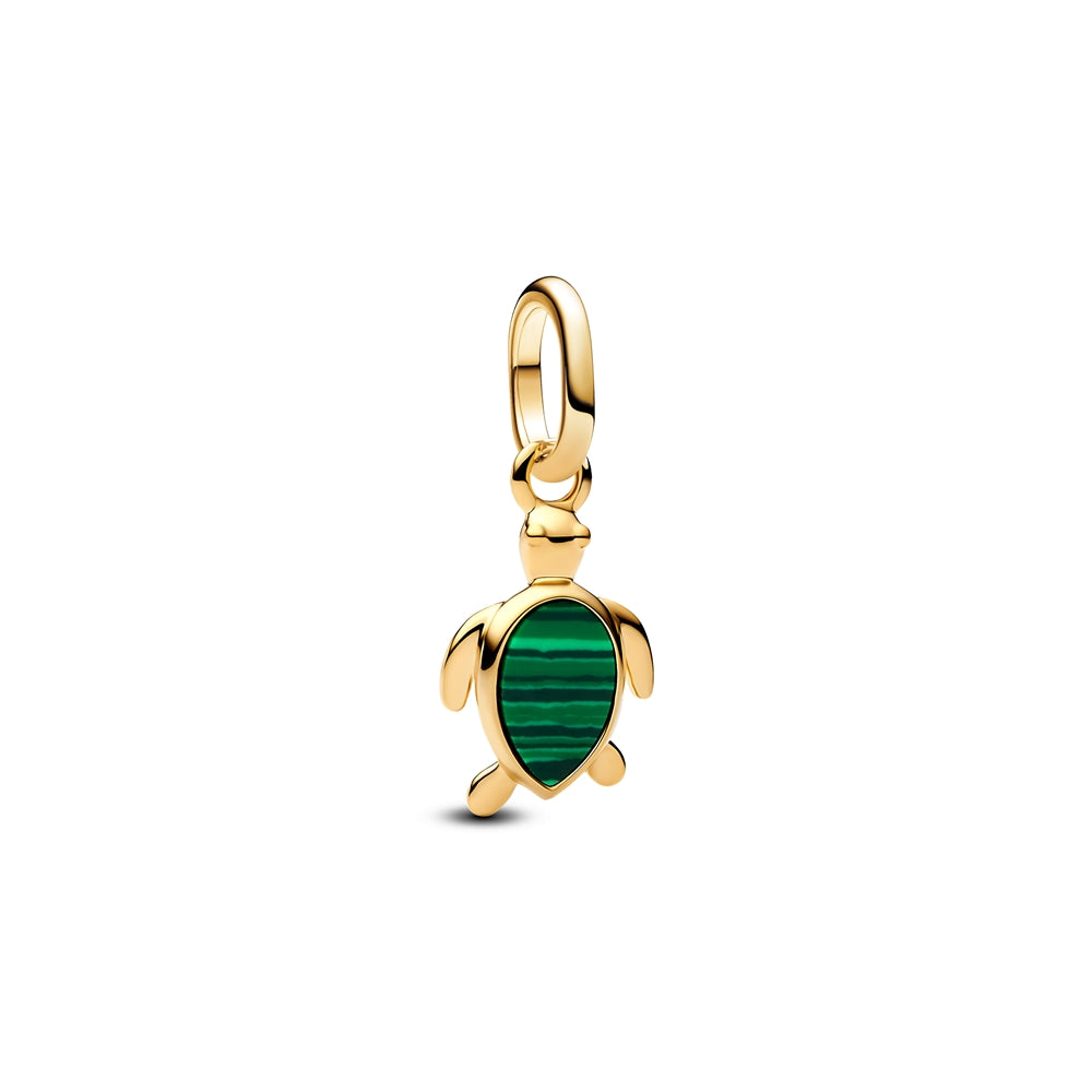 Pandora Gold Green Turtle Mini Dangle Charm