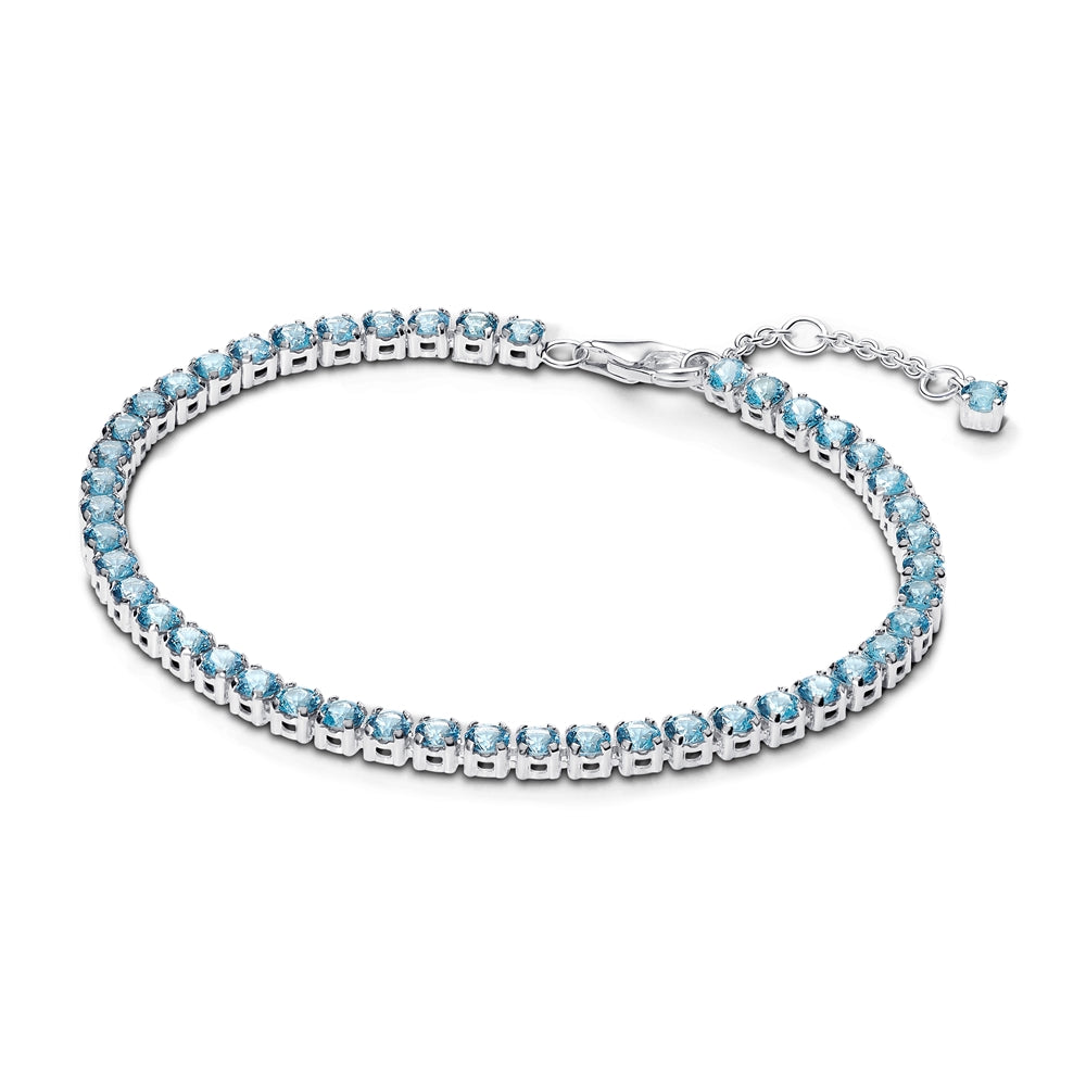 Pandora Silver Sparkling Light Blue Tennis Bracelet