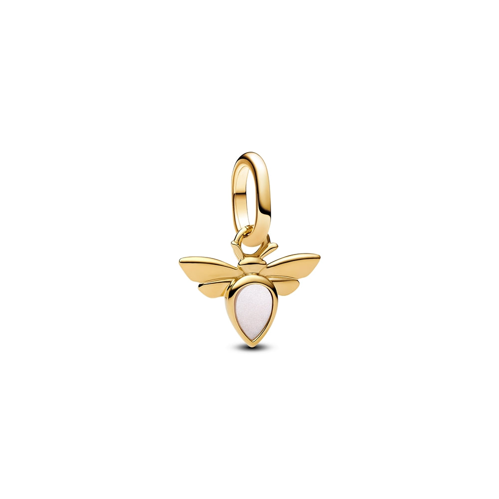 Pandora Gold White Bee Mini Dangle Charm