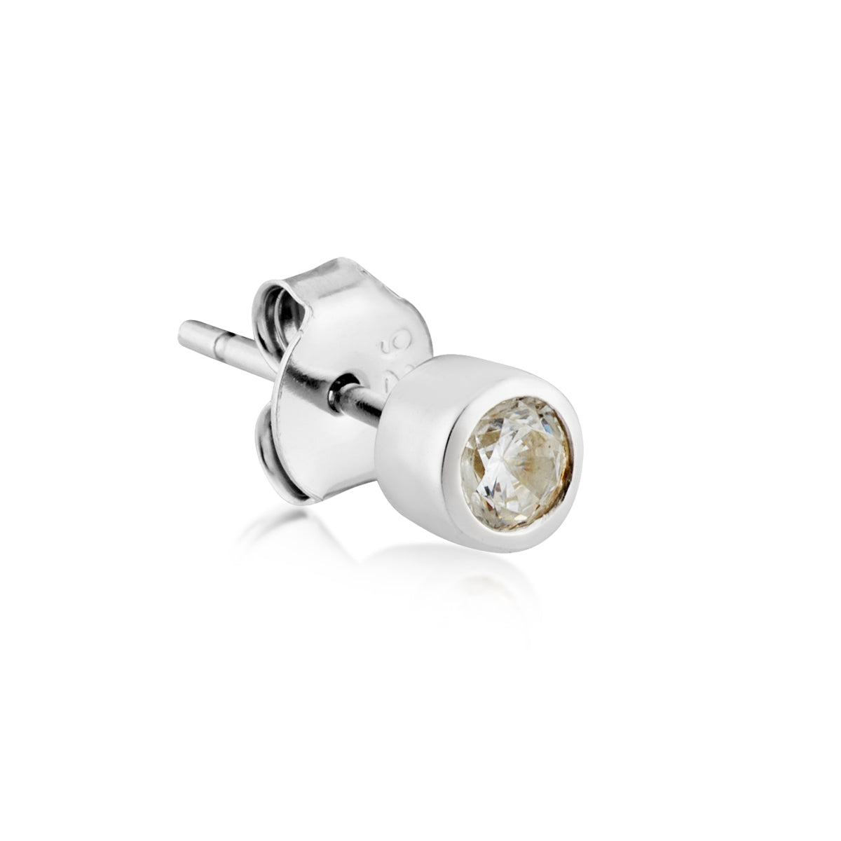 Argento Silver Bezel CZ Stud Earrings