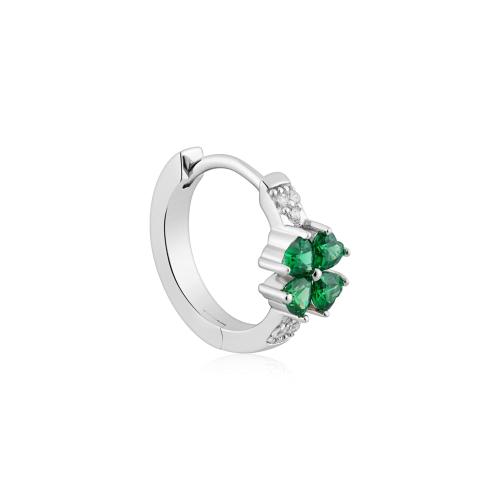 Argento Silver Green Clover Hoop Earrings