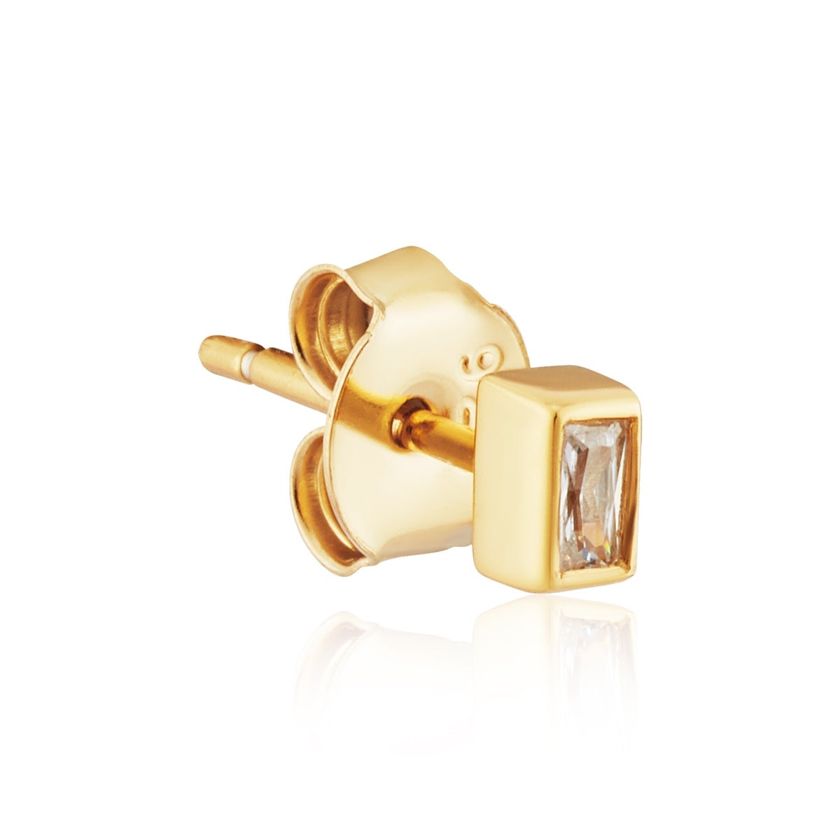 Argento Gold Baguette CZ Mini Stud Earrings