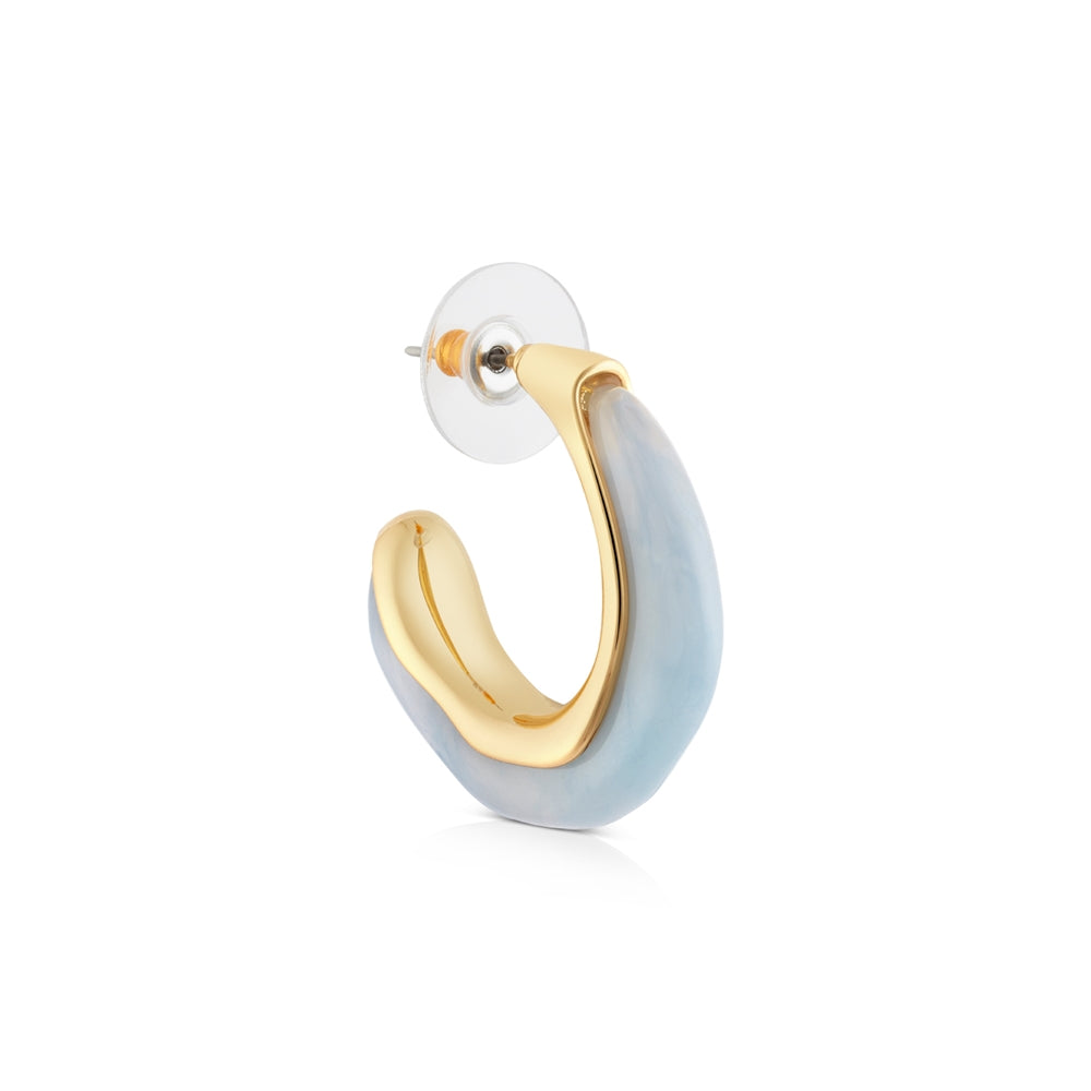 August Woods Gold Light Blue Stone Hoop Earrings
